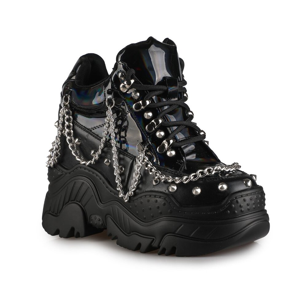 NEW Anthony Wang SPACE CANDY Interstellar Black Hologram Platform Sneaker - Picture 2 of 3